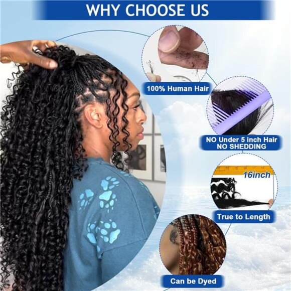 NEW Human Braiding Hair for Boho Braids  Deep Wave Boho Hair for Braiding main image 7